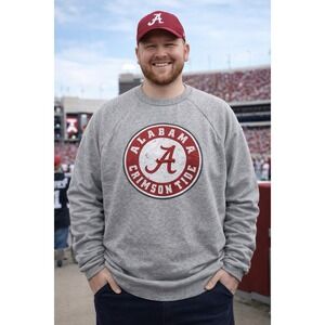 Alabama Crimson Tide Pullover Crewneck Sweatshirt XXL Bama Heather Gray Logo